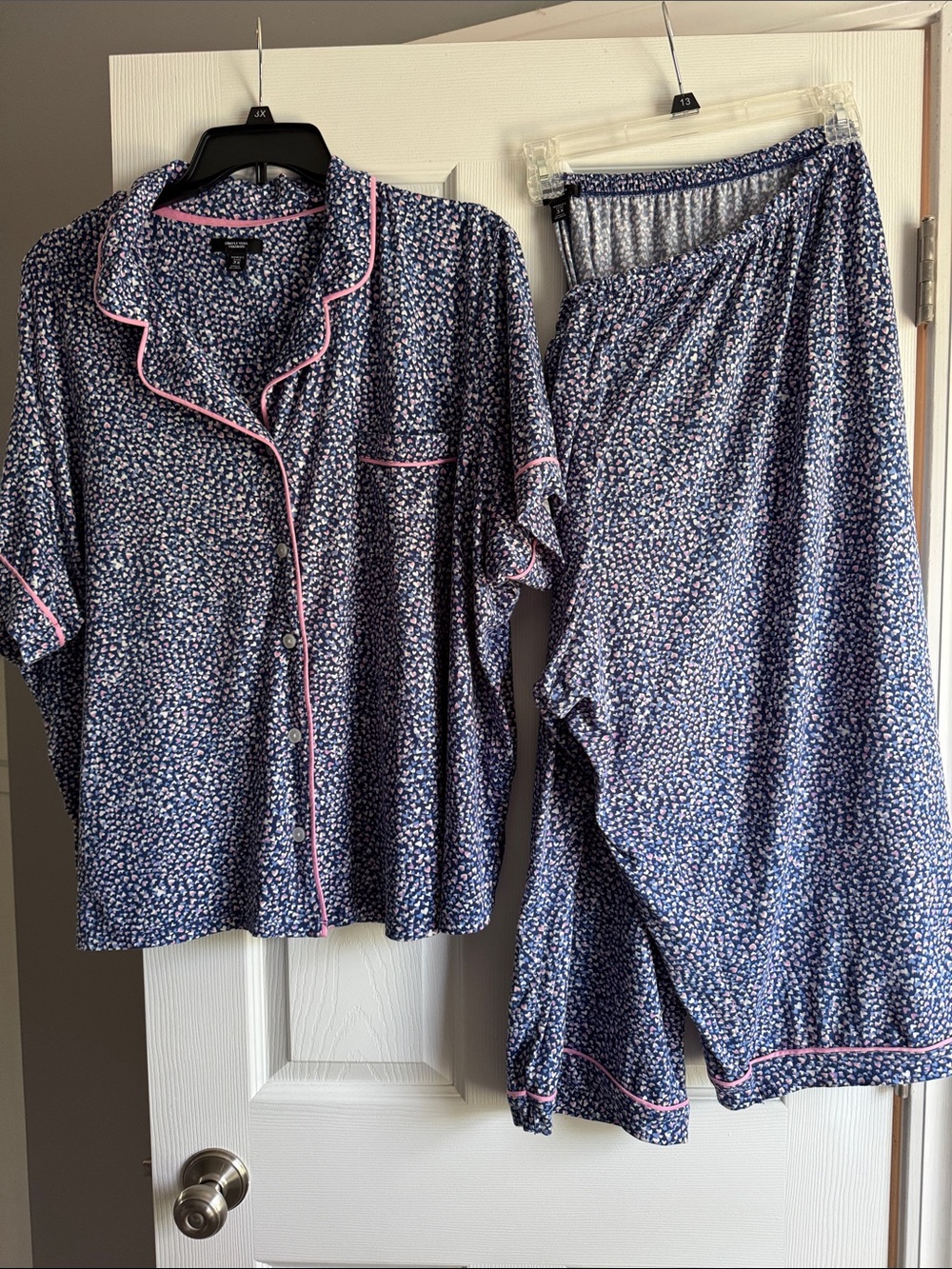 Simply Vera Vera Wang Blue Pink Heart Print 2/pc pajamas